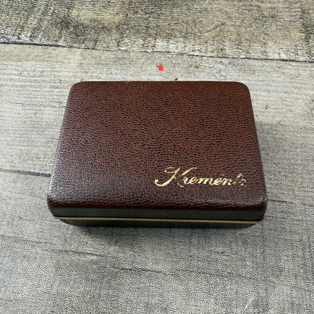 Vintage Krementz 14Kt Gold Post Empty Jewelry Display Hinged Box Brown